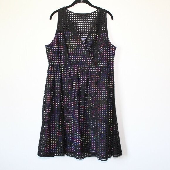 NWT Lane Bryant Perforated Eyelet Dress Black Multicolor Plus Size 18 H12952 - Picture 2 of 11